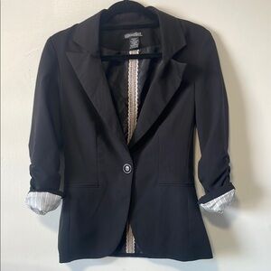 Stooshy Black Blazer with Striped Lining